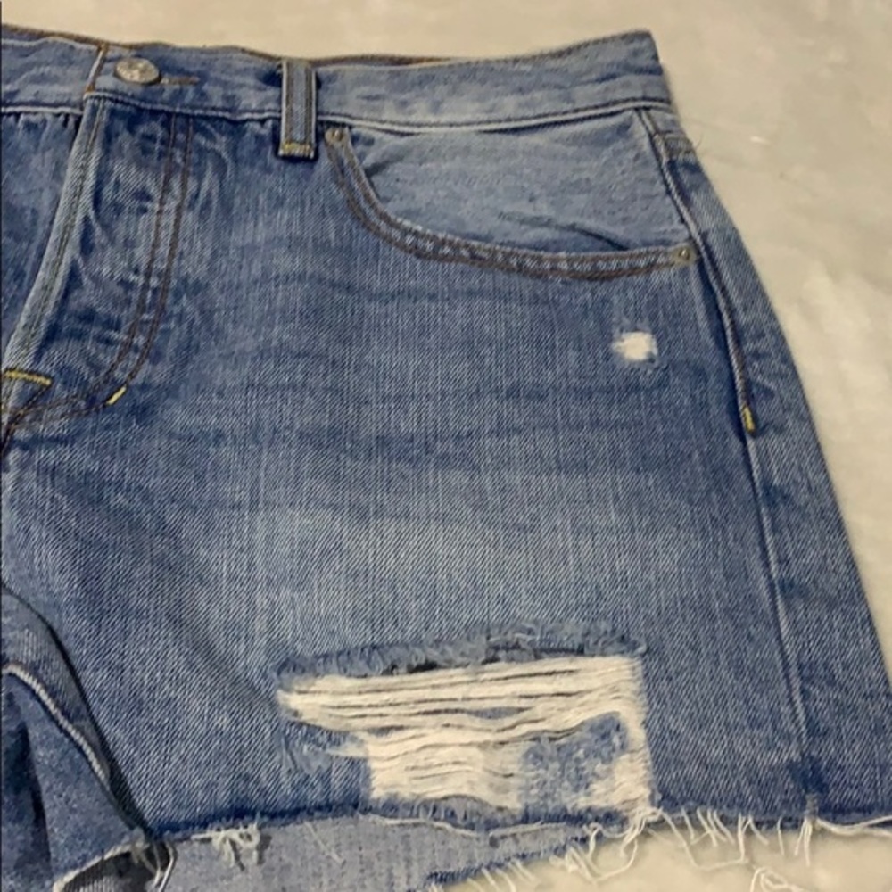 New Free People Sofia Short in Washed Denim Waves - Picture 5 of 7